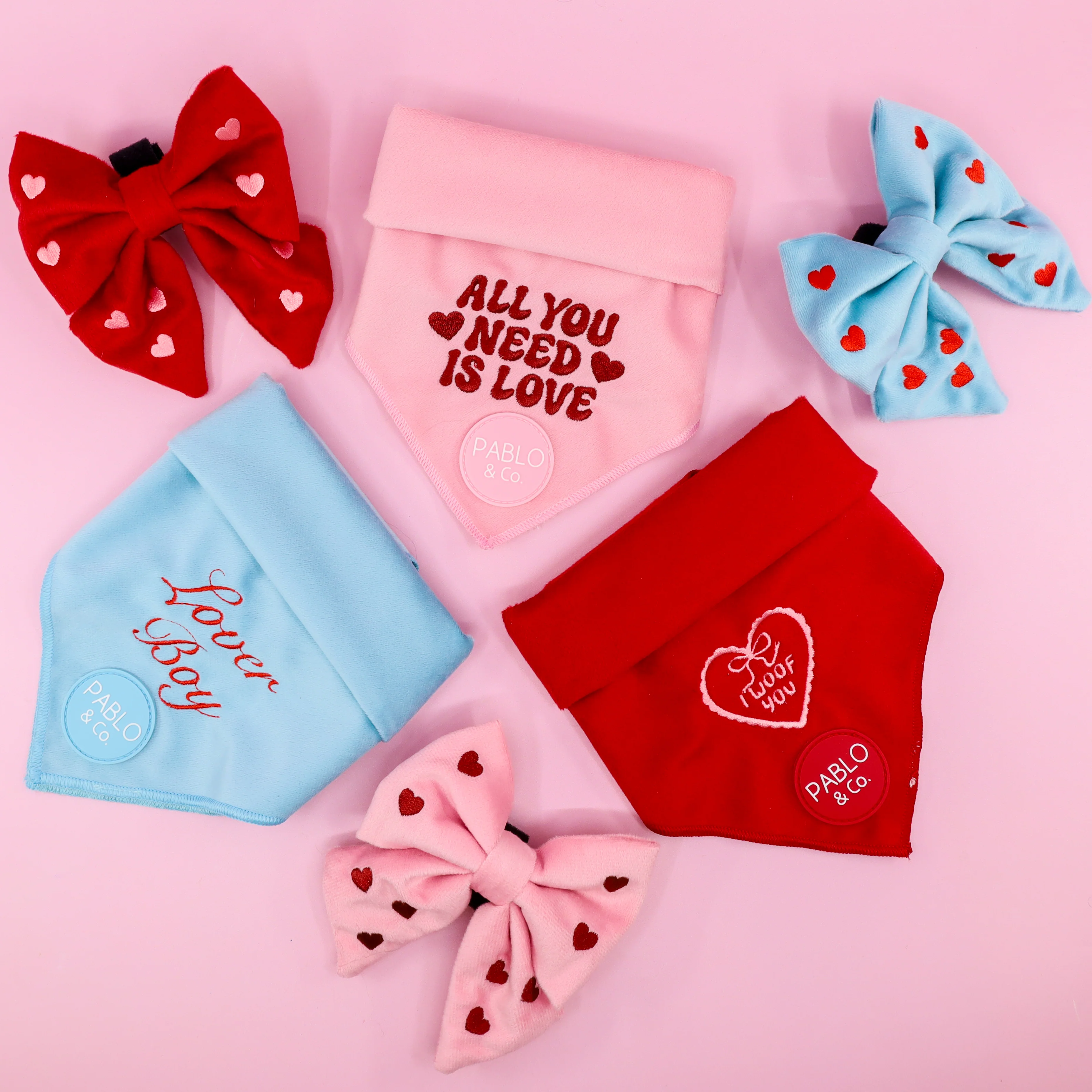 Heart: Velvet Sailor Bow - Red & Pink - Image 4