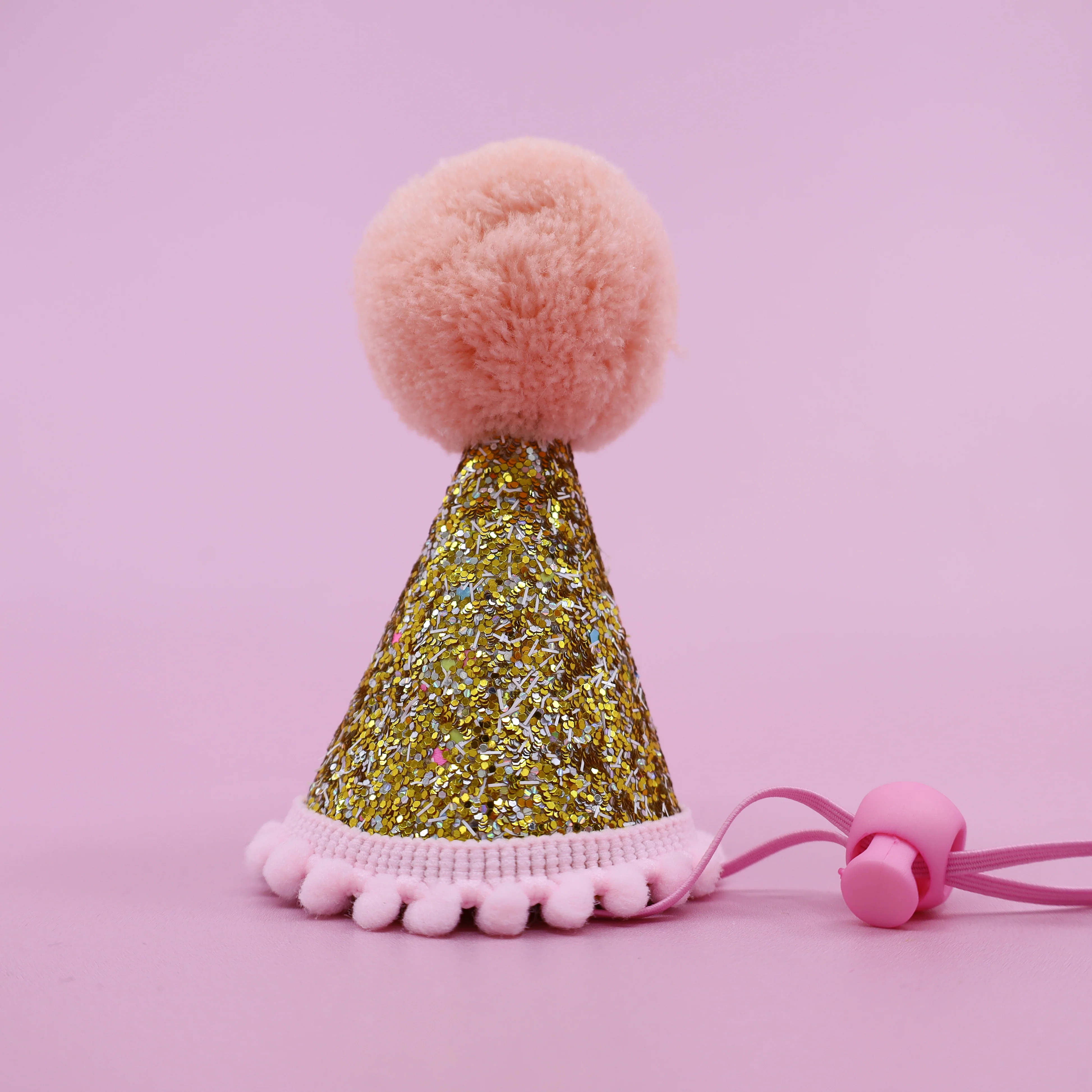 Pablo's Pawty Hat: Gold Confetti & Baby Pink